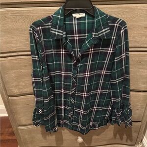 beachlunchlounge Plaid Button-Down Shirt - Green and Navy